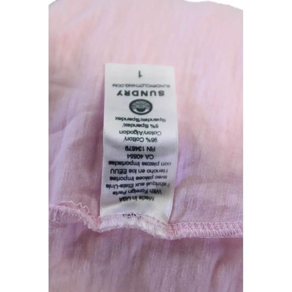 Sundry Womens Short Sleeve Scoop Neck Mini Shirt Dress Pink Cotton Size 1